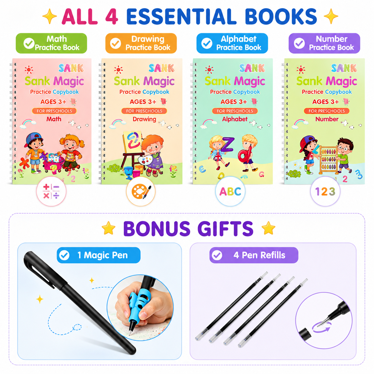 💥LAST DAY SALE 50%OFF💥📚 Kids Practice Copybook Set (4Pcs/Set) (2026 ...